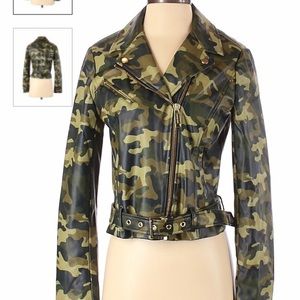 Michael Kors leather camo jacket